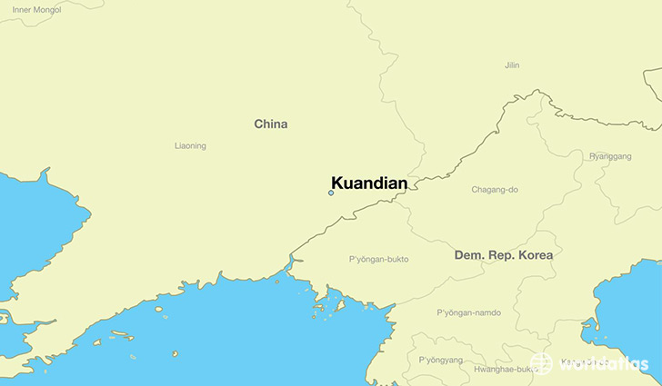 map showing the location of Kuandian