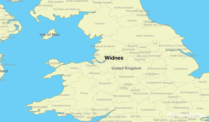map showing the location of Widnes