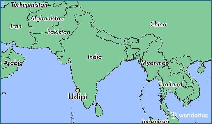 map showing the location of Udipi