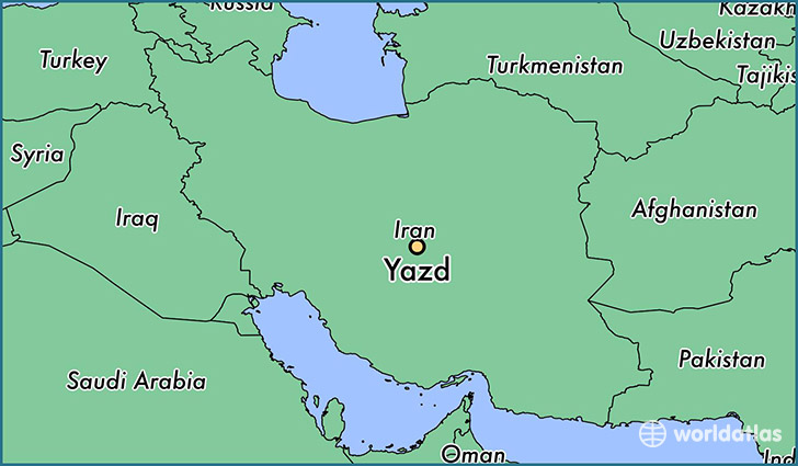 map showing the location of Yazd