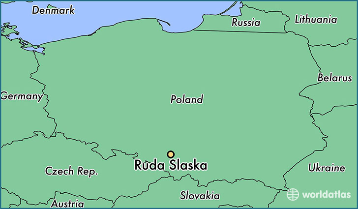 map showing the location of Ruda Slaska