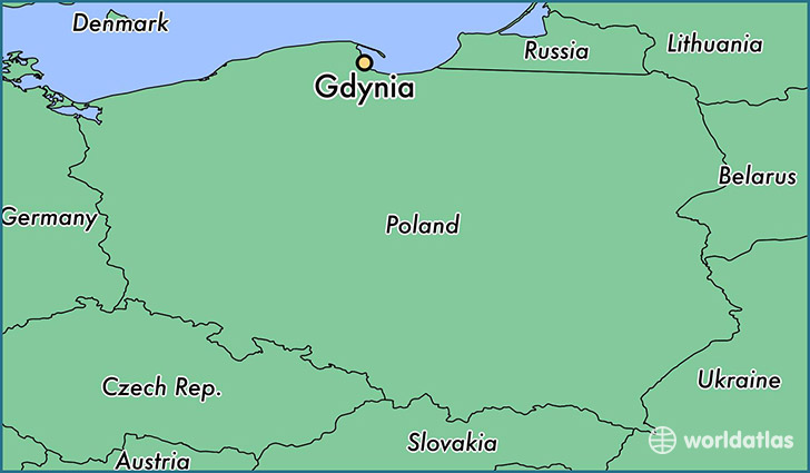 map showing the location of Gdynia