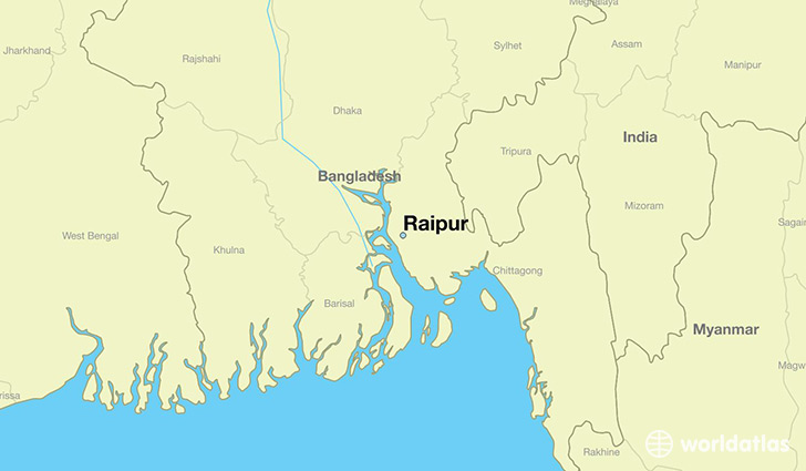 map showing the location of Raipur