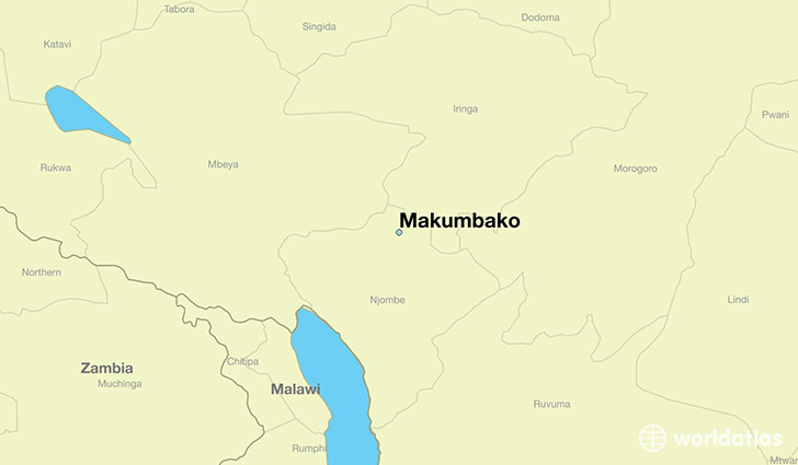 map showing the location of Makumbako