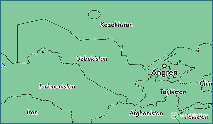 map showing the location of Angren