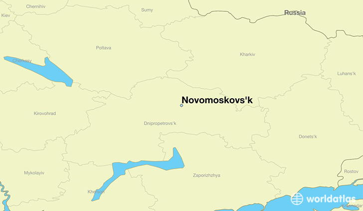 map showing the location of Novomoskovs'k