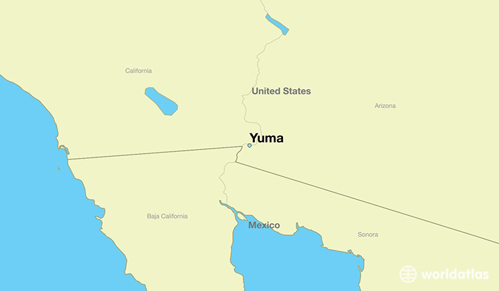 map showing the location of Yuma