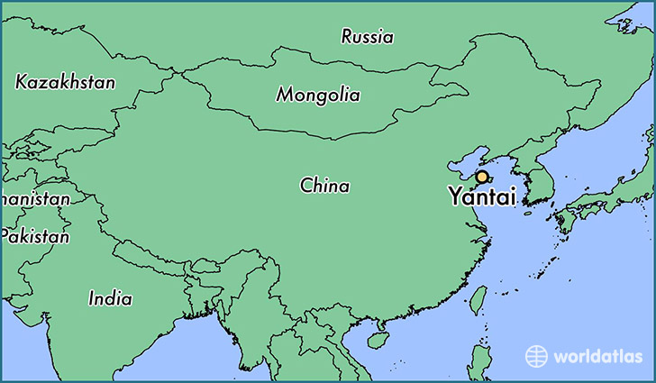 map showing the location of Yantai