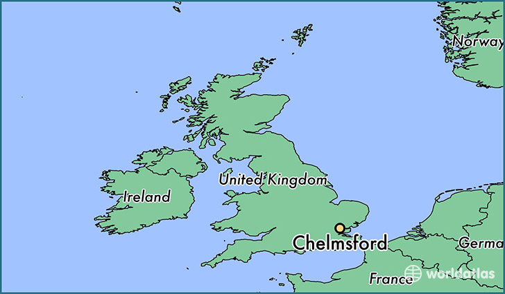 map showing the location of Chelmsford