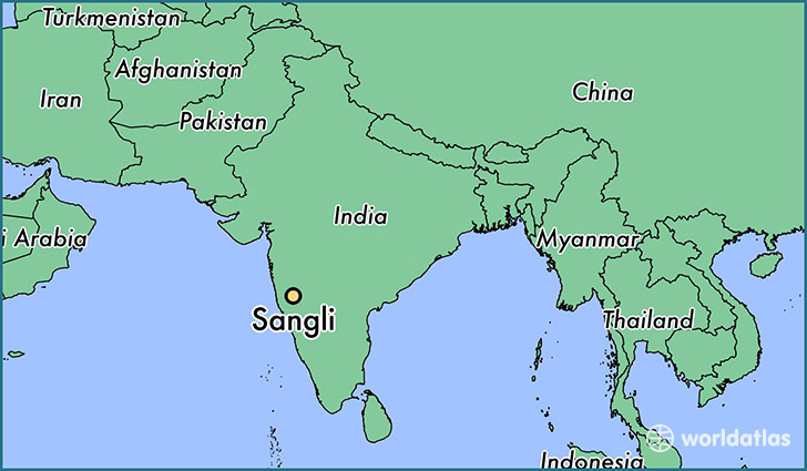map showing the location of Sangli