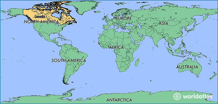map showing the location of Canada