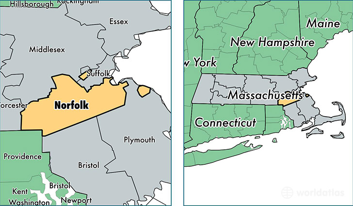 location of Norfolk county on a map