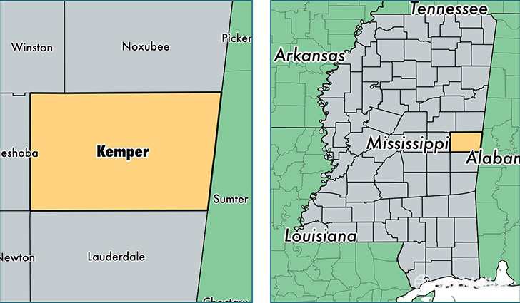 location of Kemper county on a map