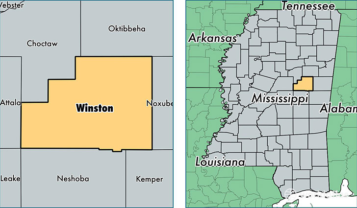 location of Winston county on a map
