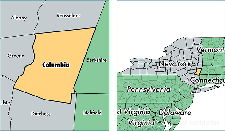 location of Columbia county on a map