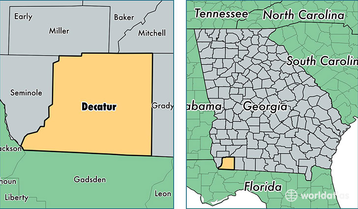 location of Decatur county on a map
