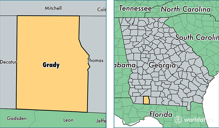 location of Grady county on a map