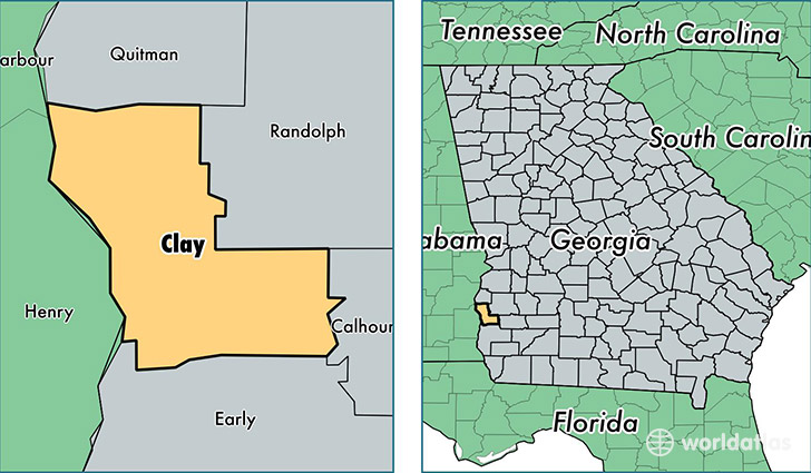 location of Clay county on a map