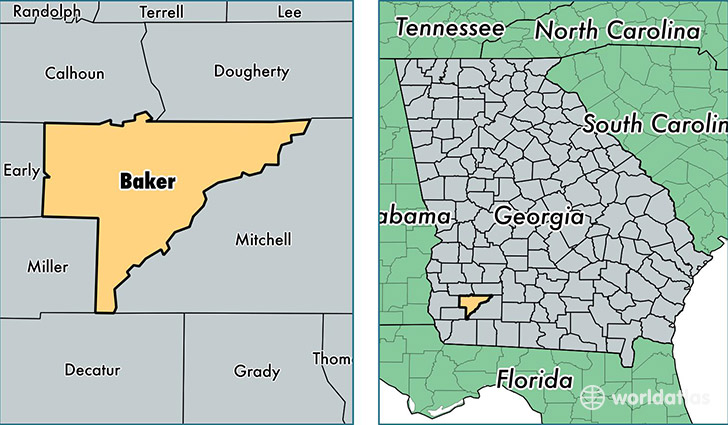 location of Baker county on a map