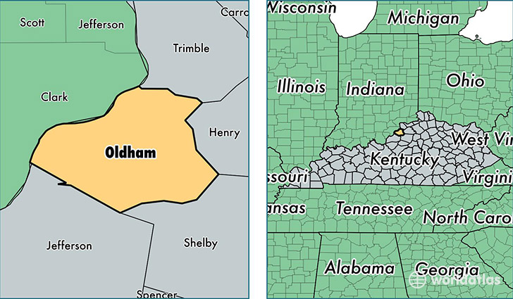 location of Oldham county on a map