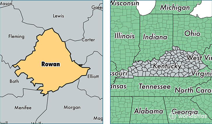 location of Rowan county on a map