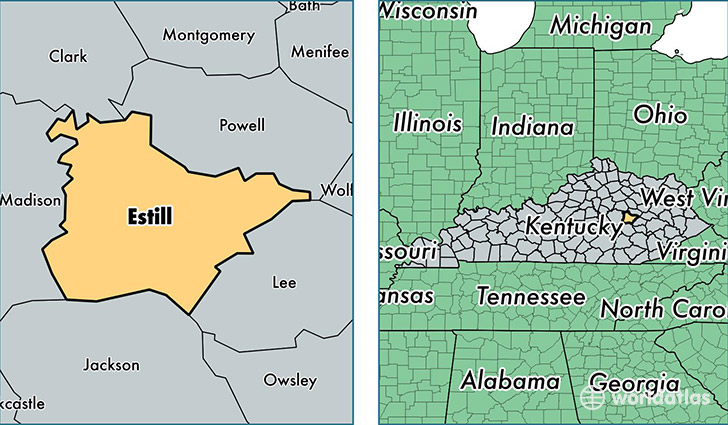location of Estill county on a map