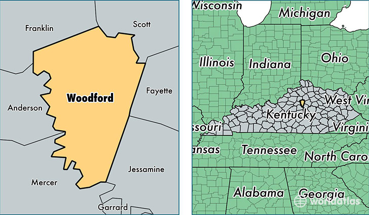 location of Woodford county on a map