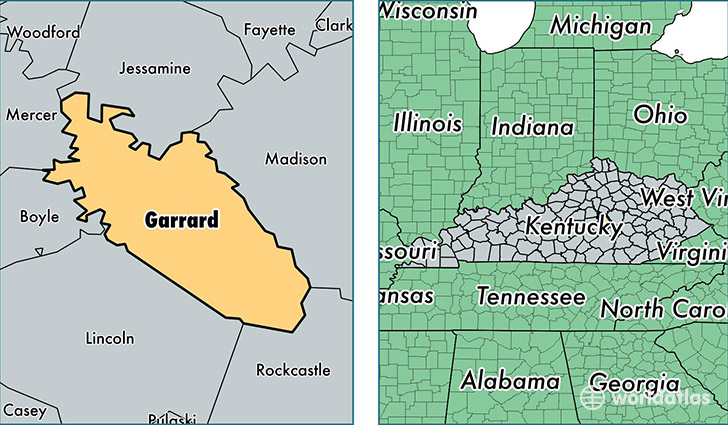 location of Garrard county on a map