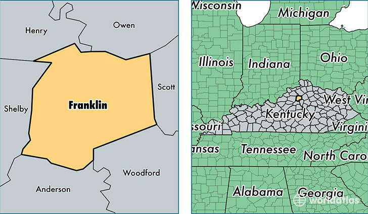 location of Franklin county on a map