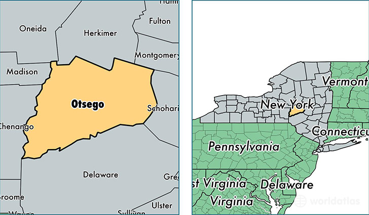 location of Otsego county on a map