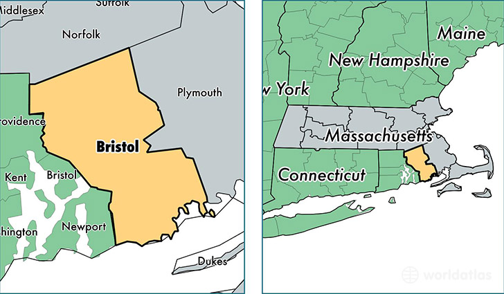 location of Bristol county on a map