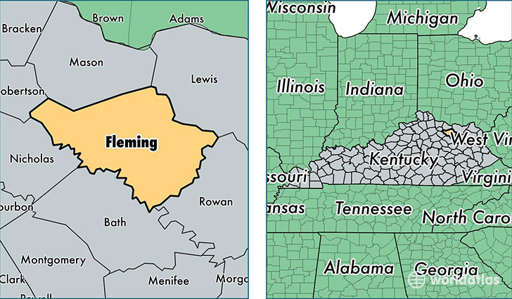 location of Fleming county on a map