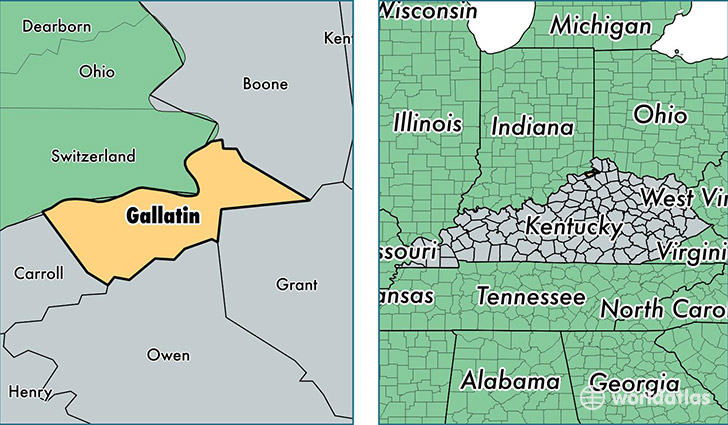 location of Gallatin county on a map