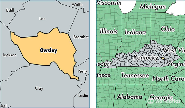location of Owsley county on a map