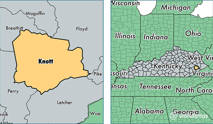 location of Knott county on a map