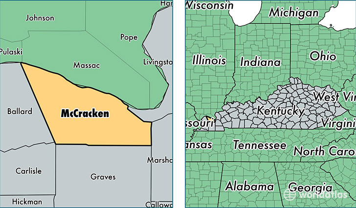 location of McCracken county on a map