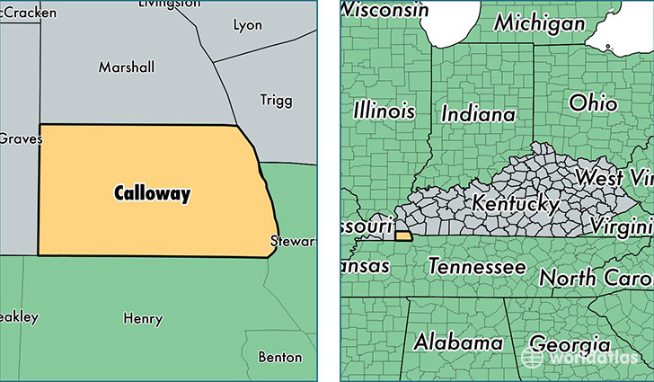location of Calloway county on a map