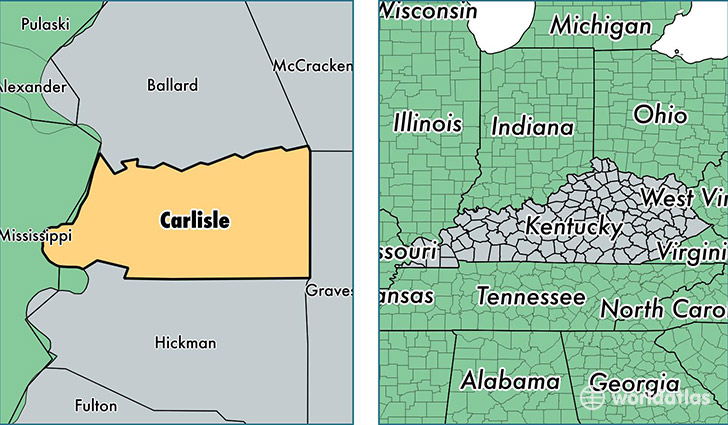 location of Carlisle county on a map