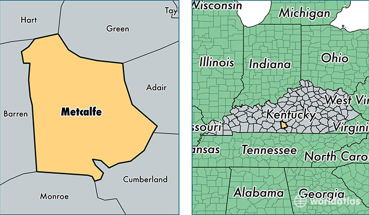 location of Metcalfe county on a map