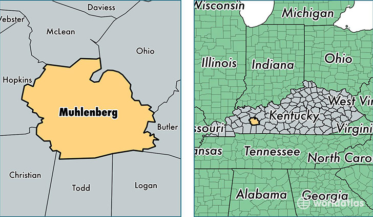 location of Muhlenberg county on a map