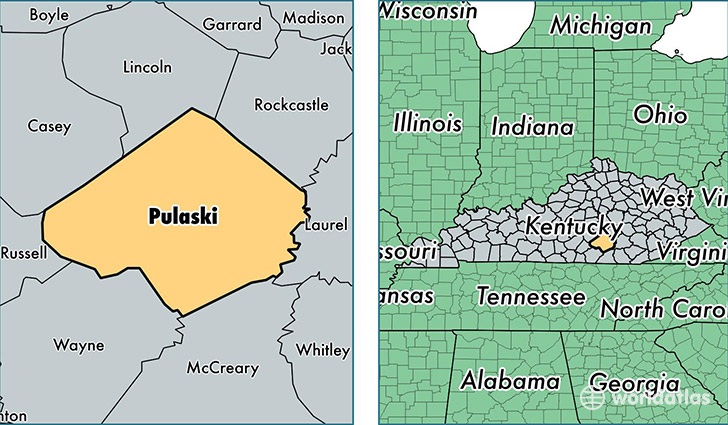 location of Pulaski county on a map