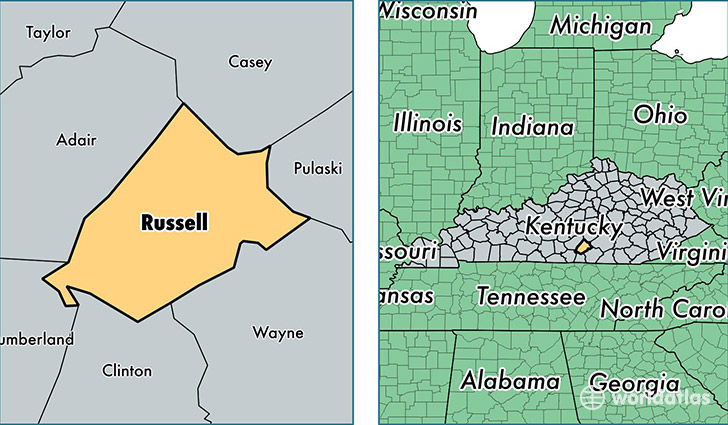 location of Russell county on a map