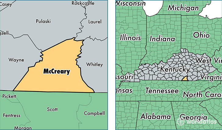 location of McCreary county on a map