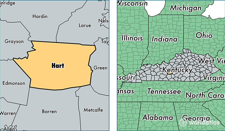 location of Hart county on a map