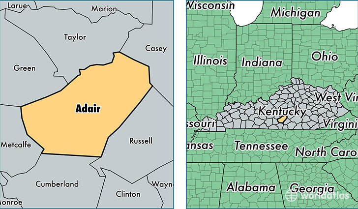 location of Adair county on a map