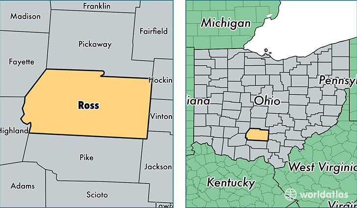 location of Ross county on a map
