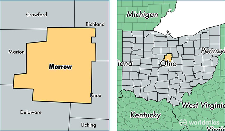 location of Morrow county on a map