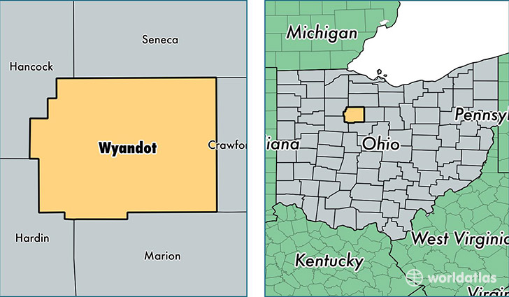 location of Wyandot county on a map
