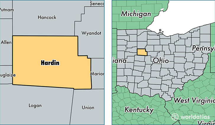 location of Hardin county on a map