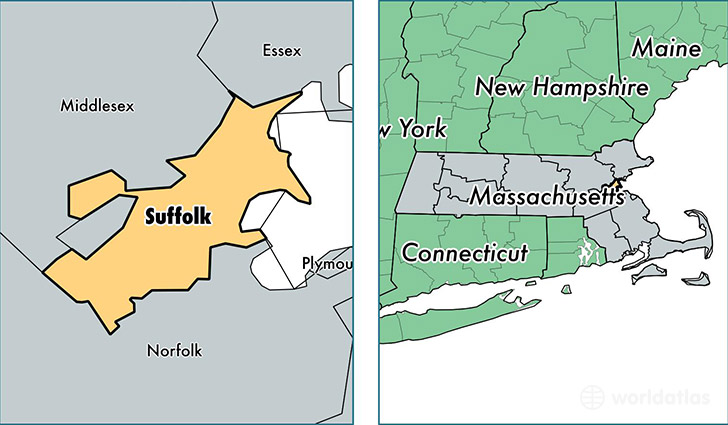 location of Suffolk county on a map